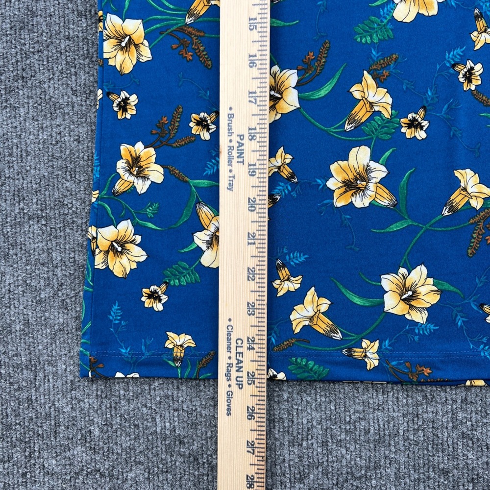 Floral Rhinestone Puff Sleeve Top Womens Medium Blue Sheer‎ Boho Cottage Party - Picture 7 of 12